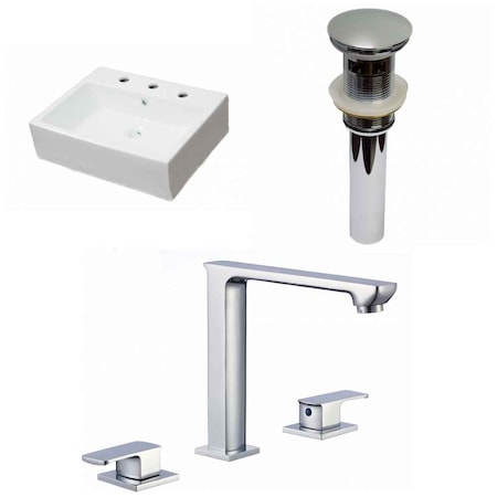 American Imaginations 21-in. W Wall Mount White Vessel Set For 3H8-in. Center Faucet AI-33979
